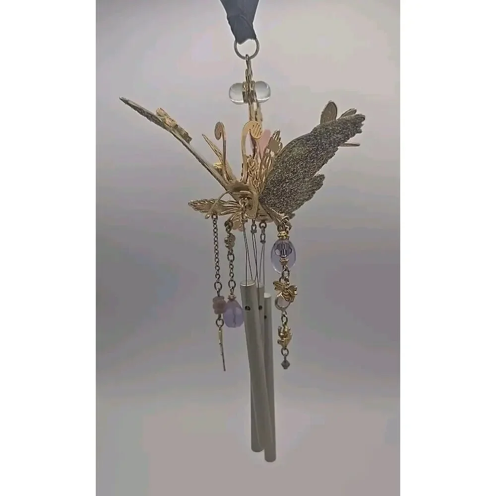 Kirks Folly Rhinestones Enamel Glitter Butterfly Fairy Wind Ornament Chime PB103